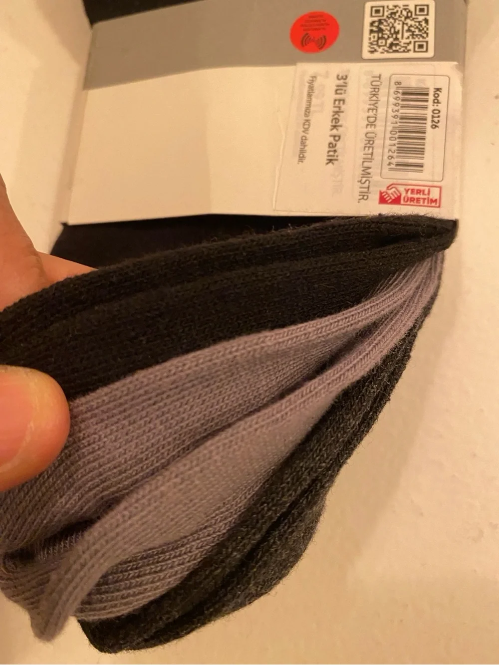 SRFN Men’s 3-Pack Ankle Socks Black & Gray Size 40–44 NWT